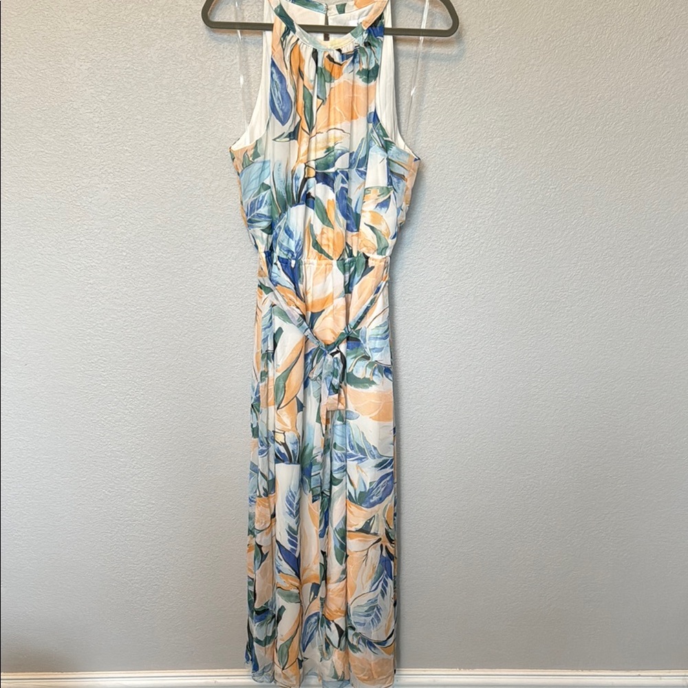 Nine West Floral Sleeveless Maxi Dress - Size XL - White, Blue, Green & Peach